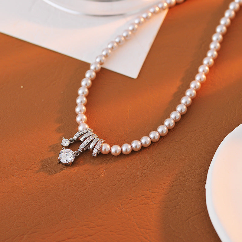 New Hot-Selling Pearl Zircon Necklace Light Luxury Niche Exquisite Choker Accessory High-End Clavicle Chain