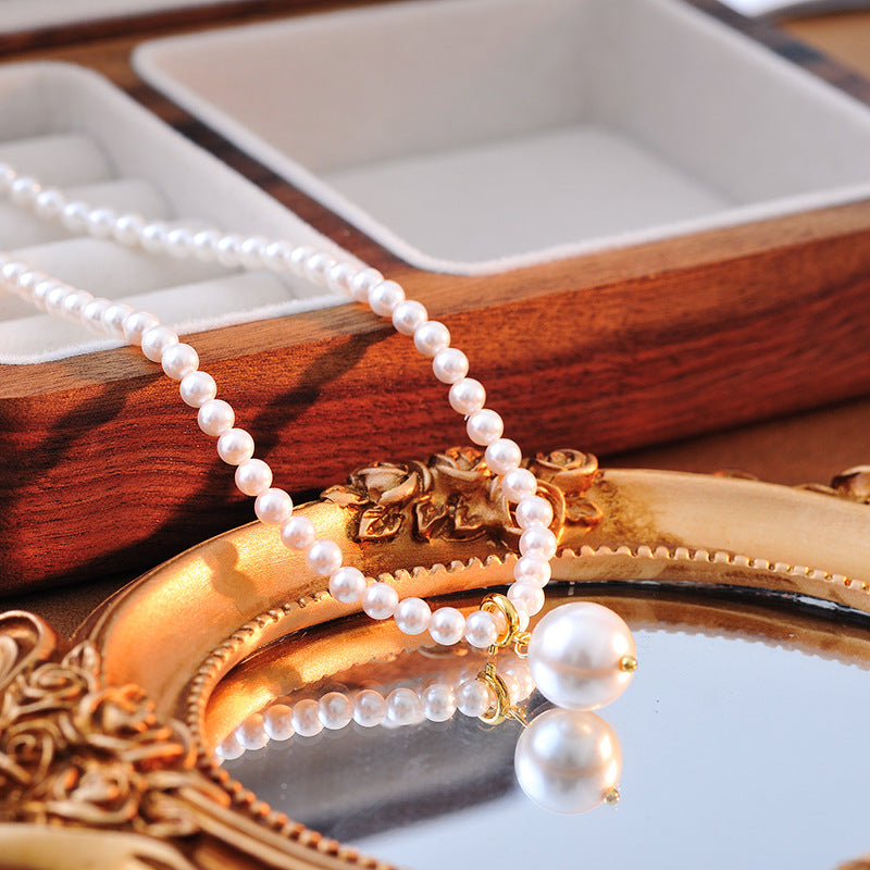 Natural Pearl Necklace for Women Simple Fashionable Vintage Collarbone Chain Versatile