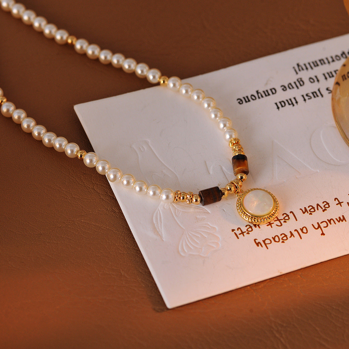 Pearl Necklace Natural Freshwater Pearl Elegant Style Light Luxury Accessories Beaded Collarbone Chain Jewelry Necklace