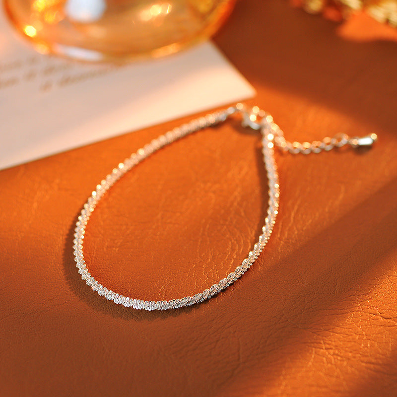 Italy VICENZA Niche Electroplated Palladium White K Sparkling Clavicle Chain Starry Sky Bare Chain Light Luxury