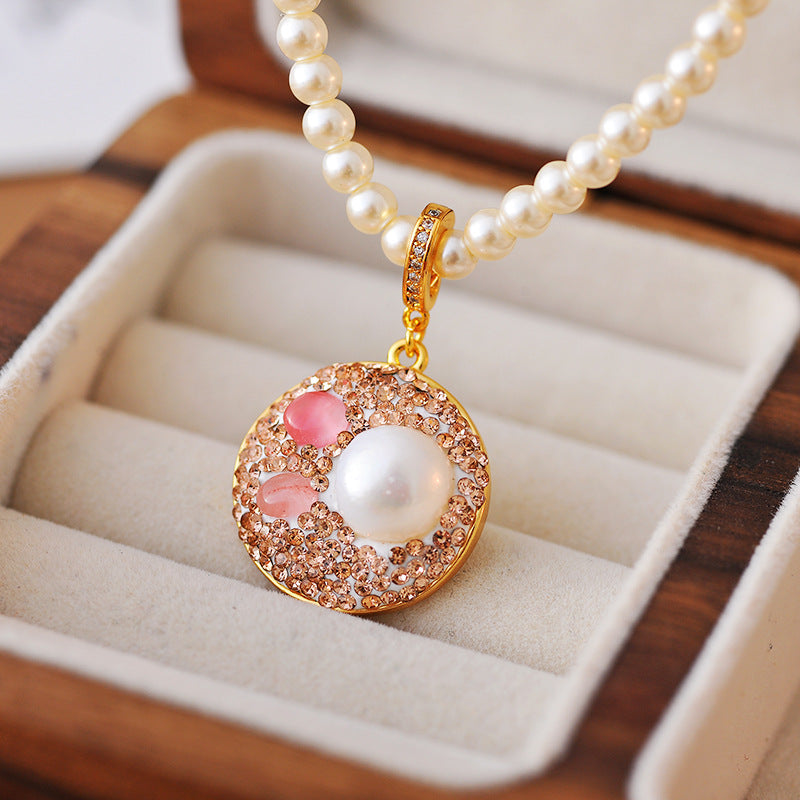 New Natural Pearl Baroque Necklace Micro Inlaid Zircon Rabbit High-end Light Luxury Choker Versatile Necklace