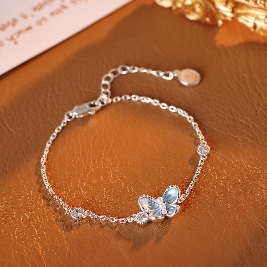 Real Gold Plated Flower Necklace Earrings Bracelet Jasmine Flower High-end Light Luxury Niche Necklace Jewelry