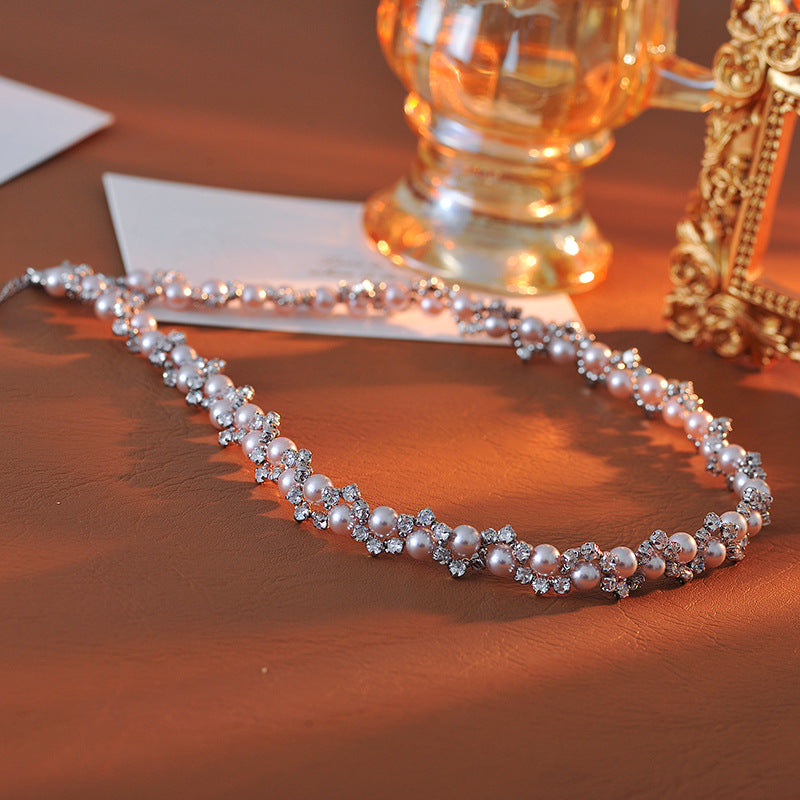 Star High-End Woven Perfect Round Strong Light Shijia Pearl Exquisite Claw Drill Necklace for Women Luxury Jewelry One Piece