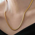 Non-Fading~ Plus Size Long 18K Gold Plated Soft Snake Bone Chain Collarbone Necklace for Plus Size Women Sweater Chain Long Style Niche