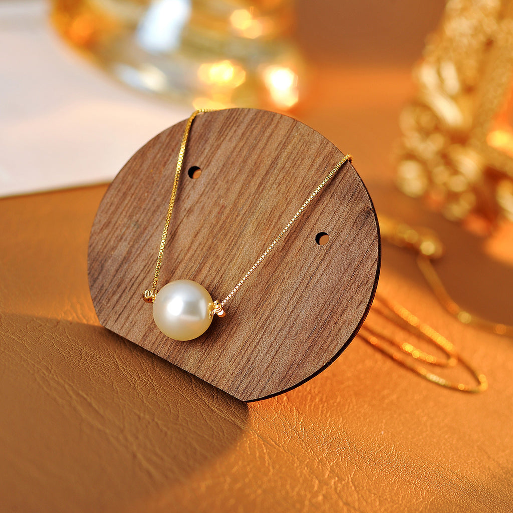 Real Gold Plated Single Pearl Niche Light Luxury High-End Collarbone Necklace Versatile Elegant Necklace