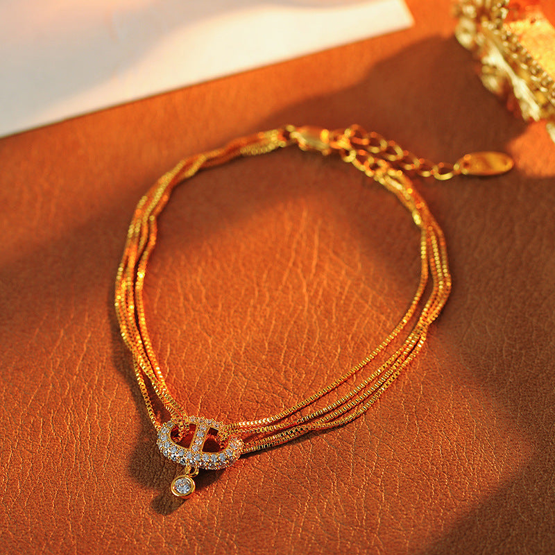 Pig Nose Letter Necklace for Women New Hot-Selling Sweater Chain Multi-Layer Light Luxury Niche Collarbone Chain Choker