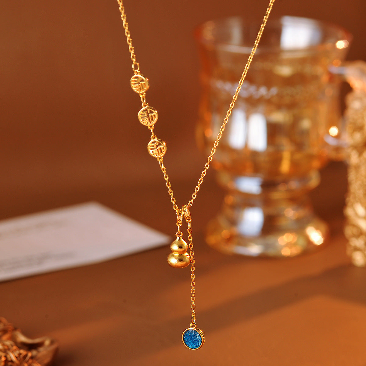 Gourd Necklace New Chinese Style Gourd Tassel Necklace Retro Light Luxury High-end Temperament Fortune Brand Collarbone Chain