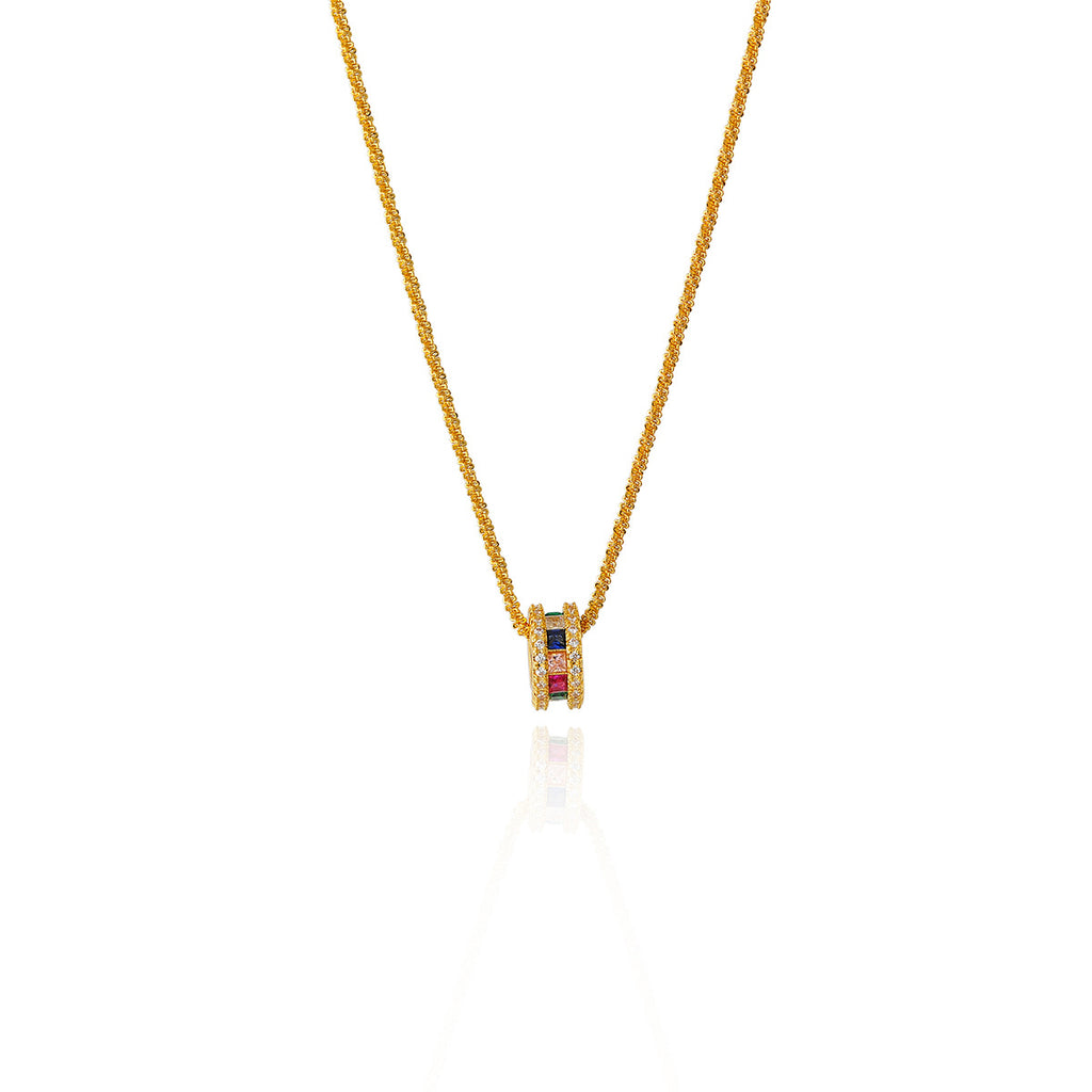 Slim Waist Colorful Cylinder Inlaid Zircon Necklace Simple Elegant Versatile Gold Flake Snowflake Choker