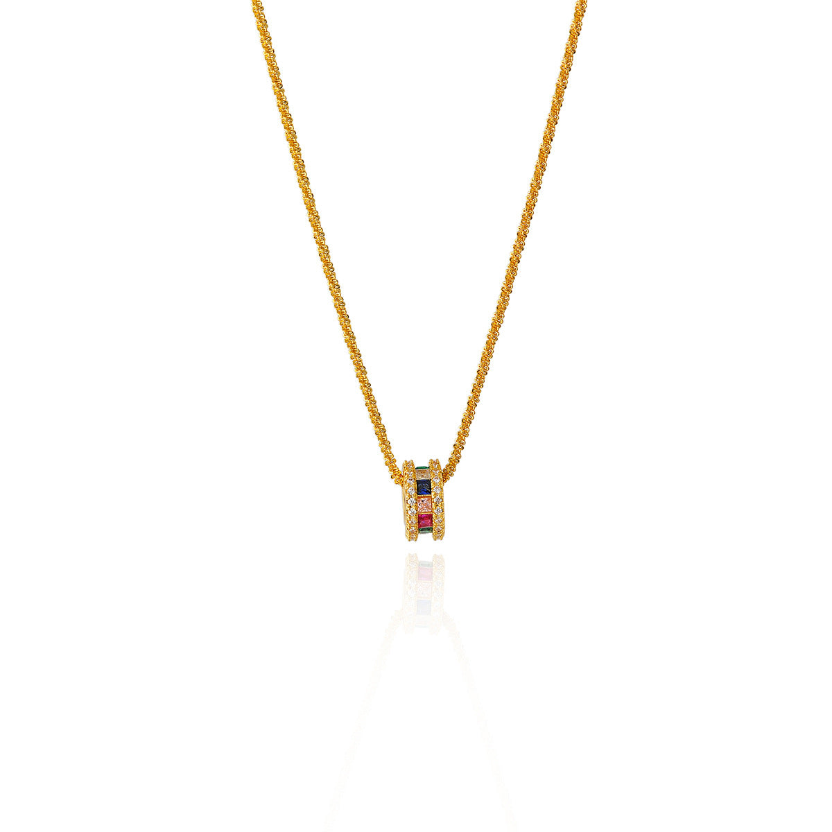 Slim Waist Colorful Cylinder Inlaid Zircon Necklace Simple Elegant Versatile Gold Flake Snowflake Choker