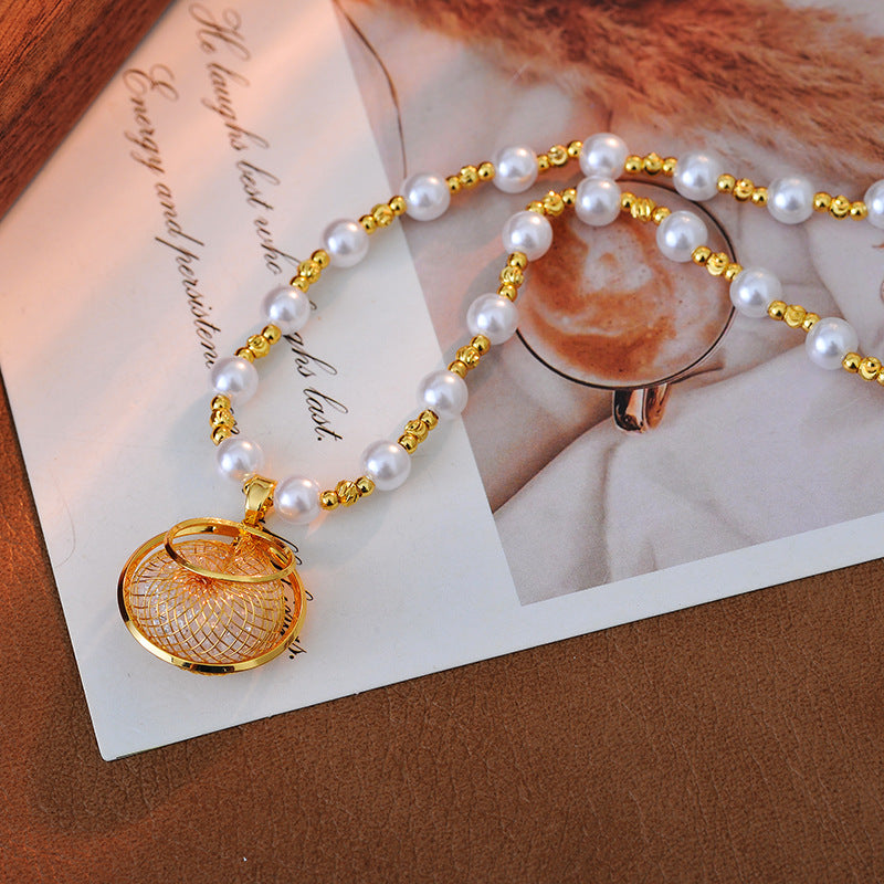 High Version Trendy Mesh Crystal Necklace for Women, Exquisite Fashion Niche Design Pearl Collarbone Chain, Internet Celebrity Neck Chain