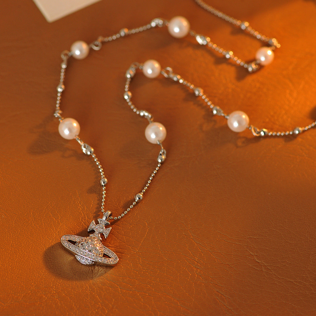 Empress Dowager Saturn Necklace Summer New Butterfly Collarbone Chain High-end Light Luxury Niche Accessory