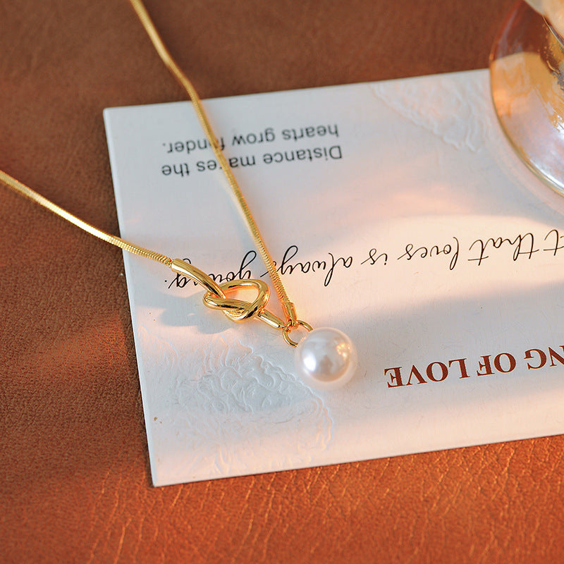 New Quality Single Pearl Knot Necklace for Women, Popular Elegant Sweater Chain, Versatile Neck Chain, Simple and Fashionable