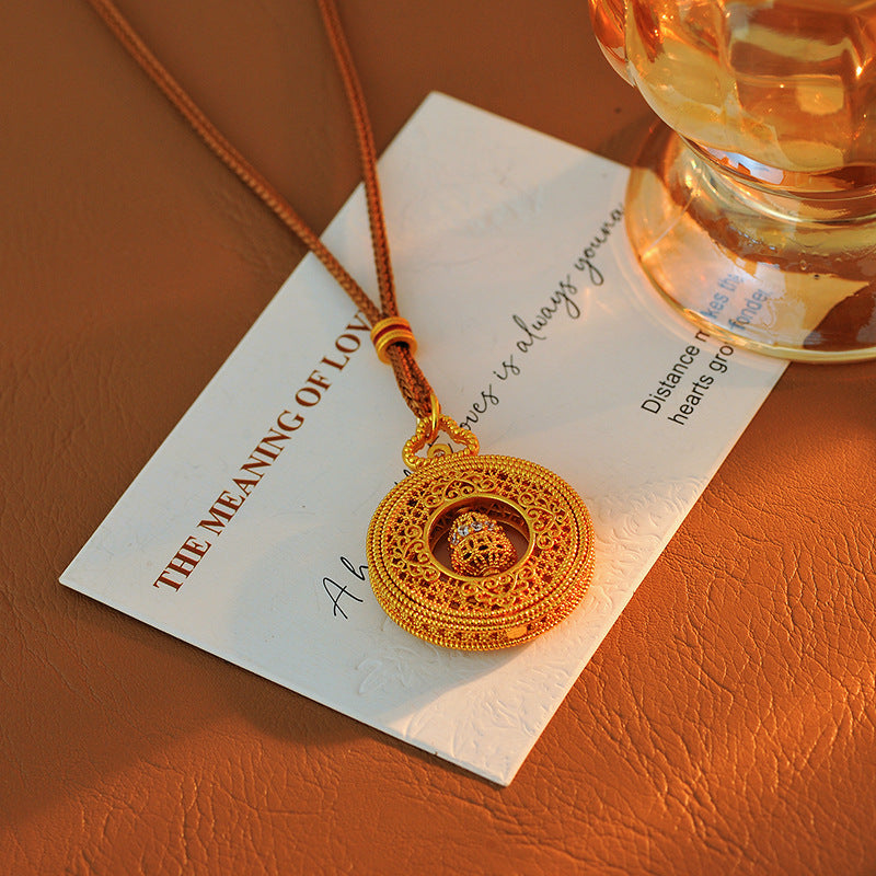 Fu Lu Eight Treasures Compass Gourd Ancient Gold Color Gold Shop Wei Xue Same Style Necklace Winter Accessories Long Sweater Chain