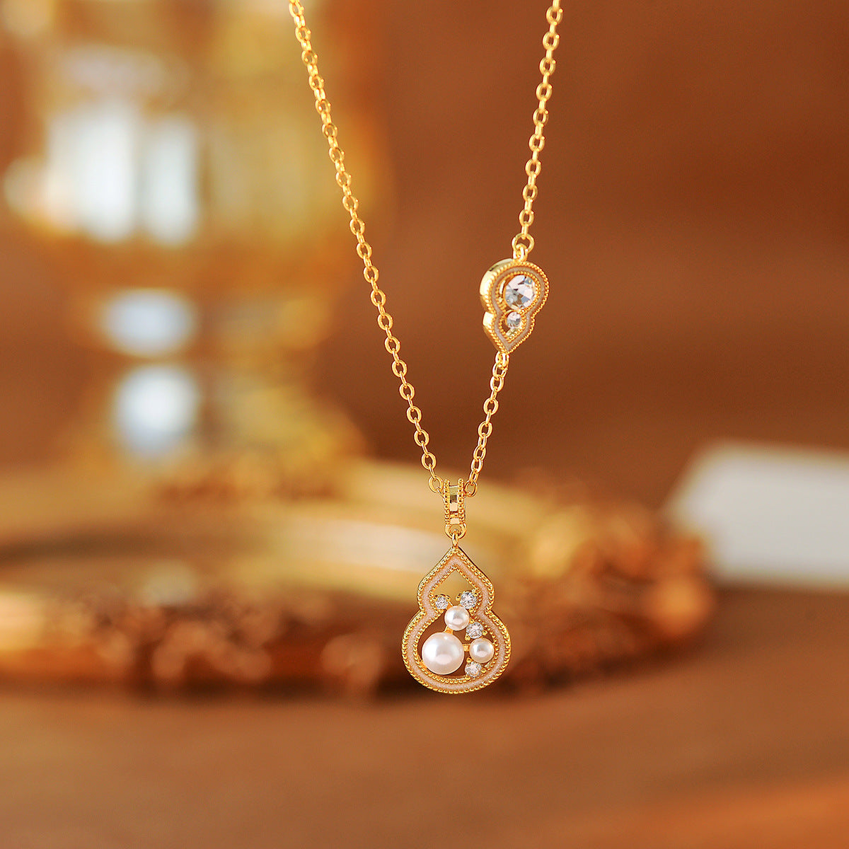 New High-End Design Lucky Gourd Necklace Elegant New Chinese Style National Style Collarbone Chain for Women