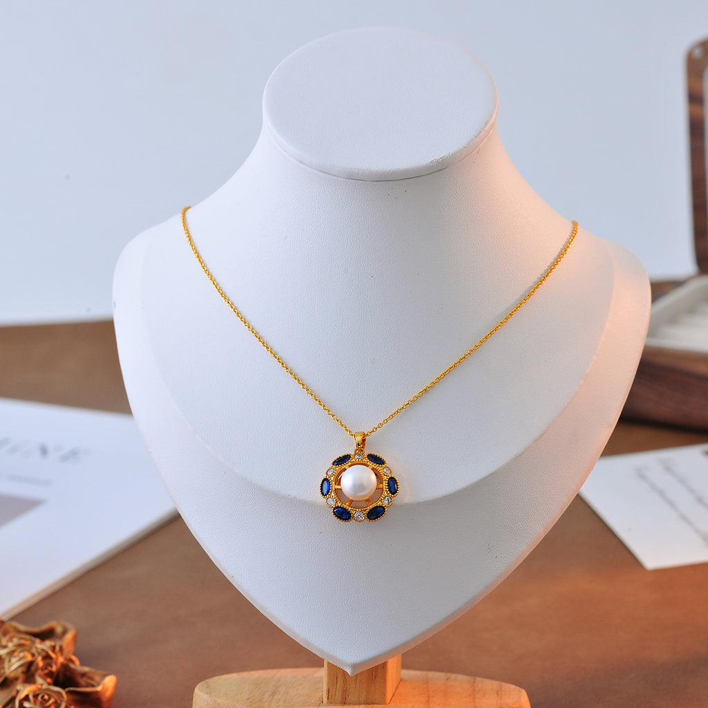 Cross-Border Hot-Selling Micro-Inlaid Zircon Palace Retro Pearl Elegant Fashion High-End Necklace