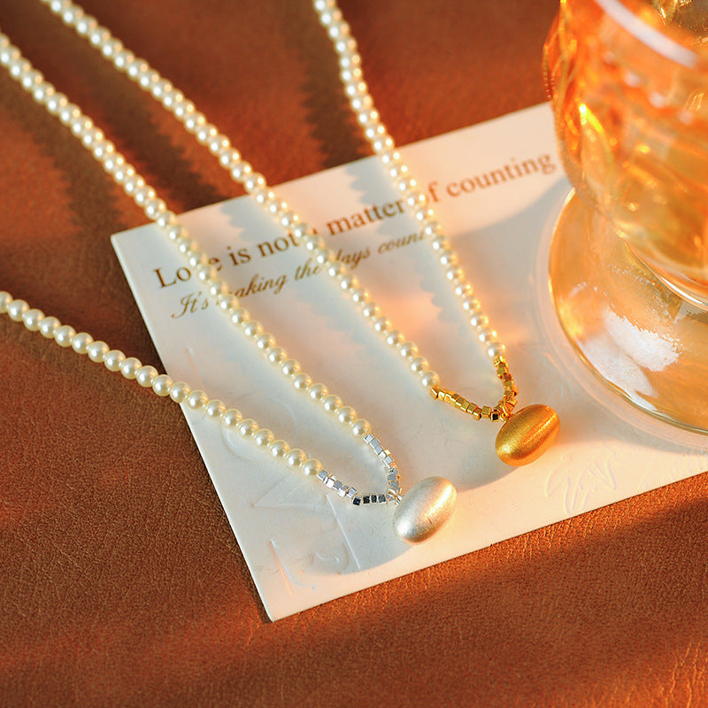 Light Luxury High-End Brushed Small Pearl Necklace for Women, Light Luxury Niche High-End Elegant Exquisite Collarbone Chain for Women