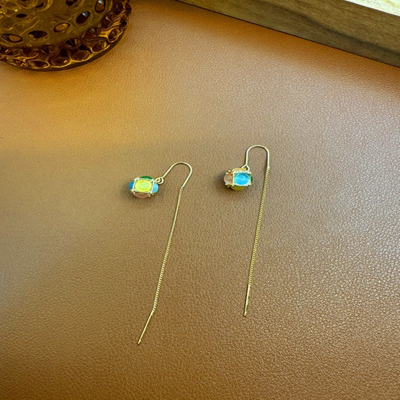 2025 New Niche Design Dopamine Colorful Cube Necklace High-End Elegant Ear Thread