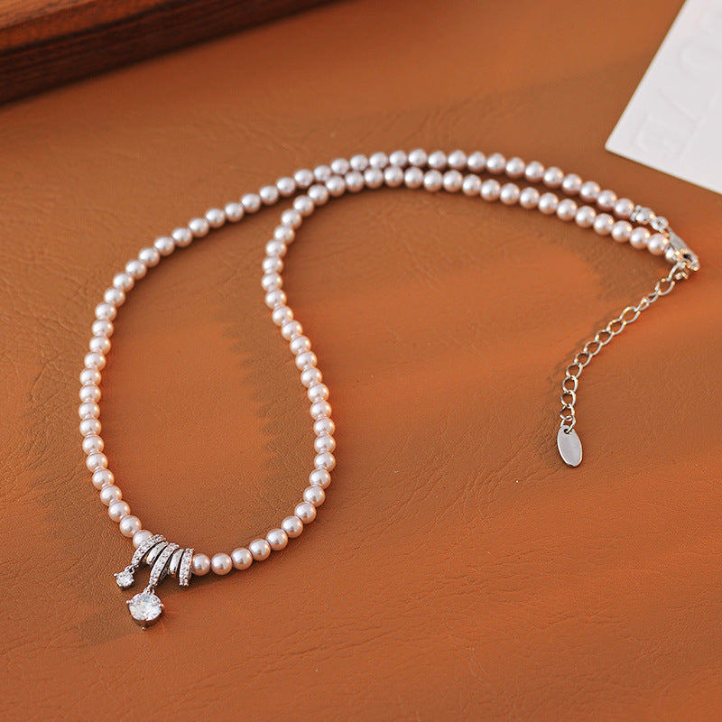 New Hot-Selling Pearl Zircon Necklace Light Luxury Niche Exquisite Choker Accessory High-End Clavicle Chain