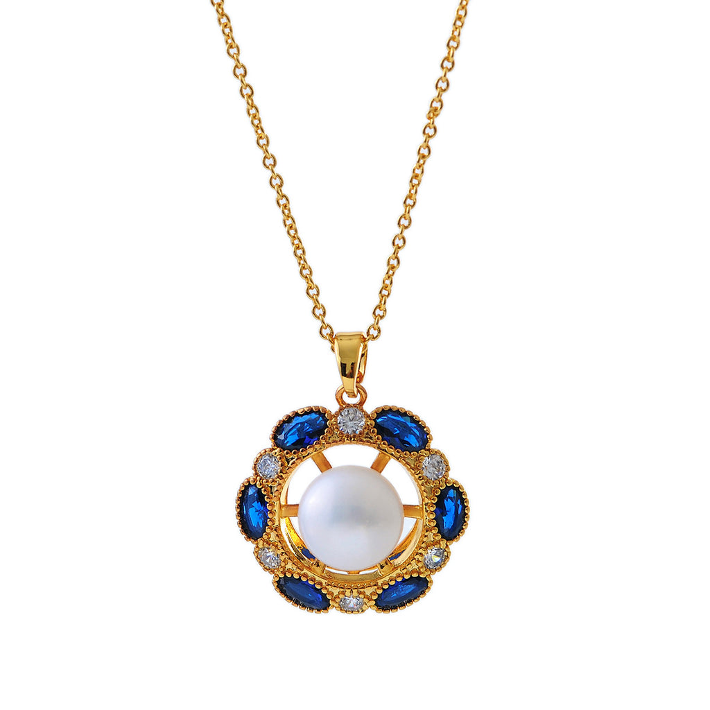 Cross-Border Hot-Selling Micro-Inlaid Zircon Palace Retro Pearl Elegant Fashion High-End Necklace