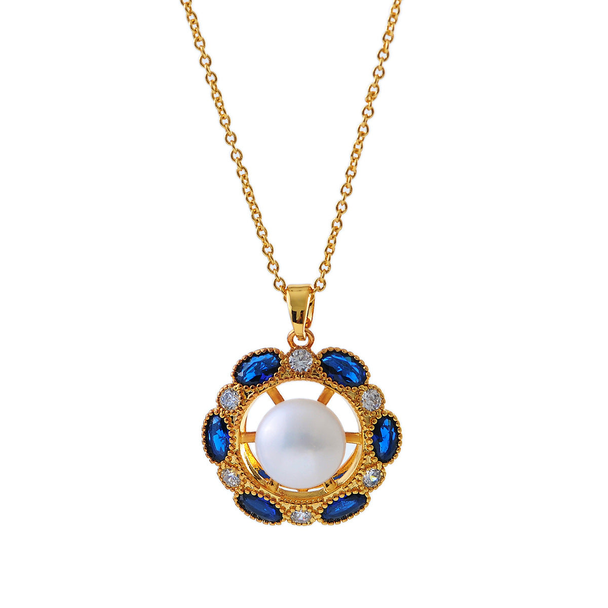 Cross-Border Hot-Selling Micro-Inlaid Zircon Palace Retro Pearl Elegant Fashion High-End Necklace