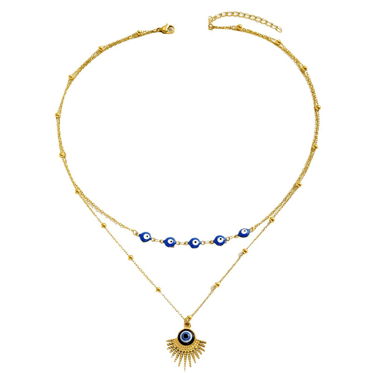 European and American Simple Fashion Commuter Style Earrings and Necklace Set Devil's Eye Niche Design Long Clavicle Chain Earrings