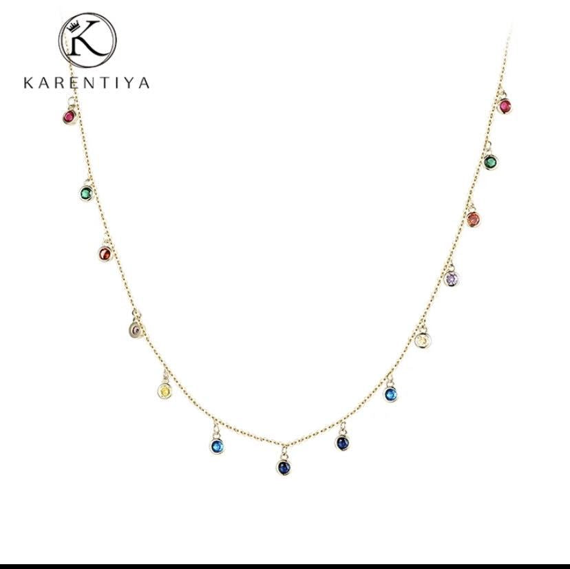 New Women's Necklace South American Style Color Matching Zircon Stone Pendant Personality Earrings Necklace Manufacturer