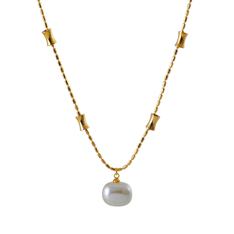 High Version Shijia Pearl Pendant Necklace Autumn Winter Women's High-end Clavicle Chain Light Luxury Niche Versatile Sweater Chain Jewelry