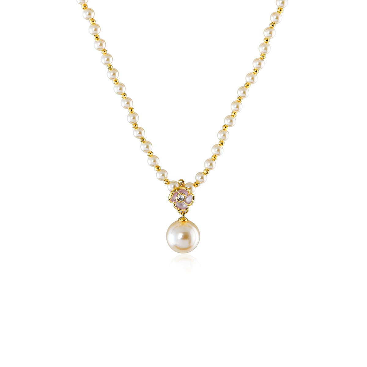 Fashionable Chanel Style Camellia Pearl Necklace Light Luxury Socialite Elegant Temperament Trendy Simple Jewelry