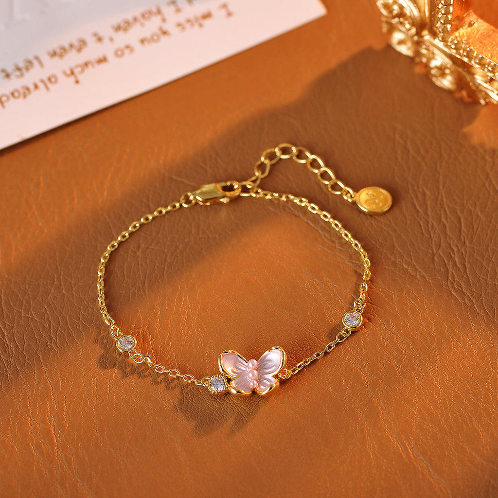 Real Gold Plated Flower Necklace Earrings Bracelet Jasmine Flower High-end Light Luxury Niche Necklace Jewelry