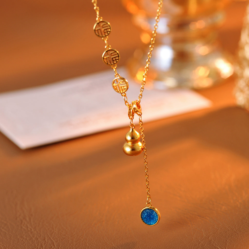 Gourd Necklace New Chinese Style Gourd Tassel Necklace Retro Light Luxury High-end Temperament Fortune Brand Collarbone Chain