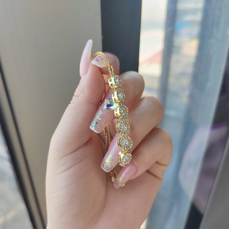 Hot Selling Korean Style Electroplated Diamond Bracelet for Women Fashion Jewelry Niche High-end Summer Versatile Bracelet Chain