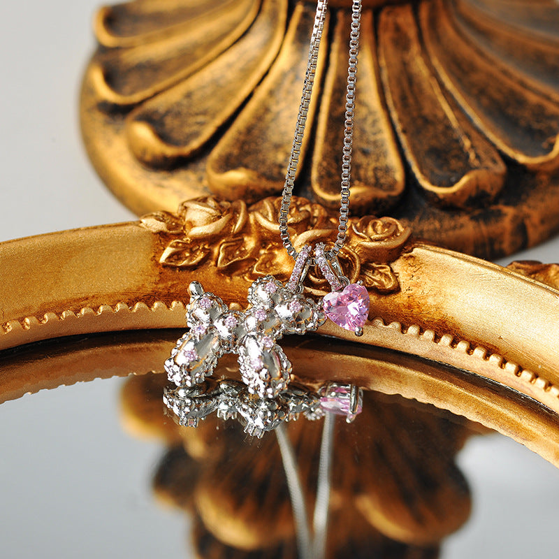 Girlish Cute Balloon Dog Necklace Niche Design High-end Simple Fashion Collarbone Chain Sweet Temperament Style