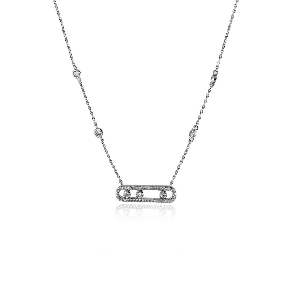 [Zhou Yutong Style] Sliding Three Diamond Necklace Light Luxury Niche Paperclip Choker Bracelet for Women