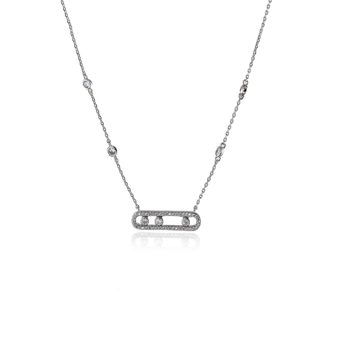 [Zhou Yutong Style] Sliding Three Diamond Necklace Light Luxury Niche Paperclip Choker Bracelet for Women