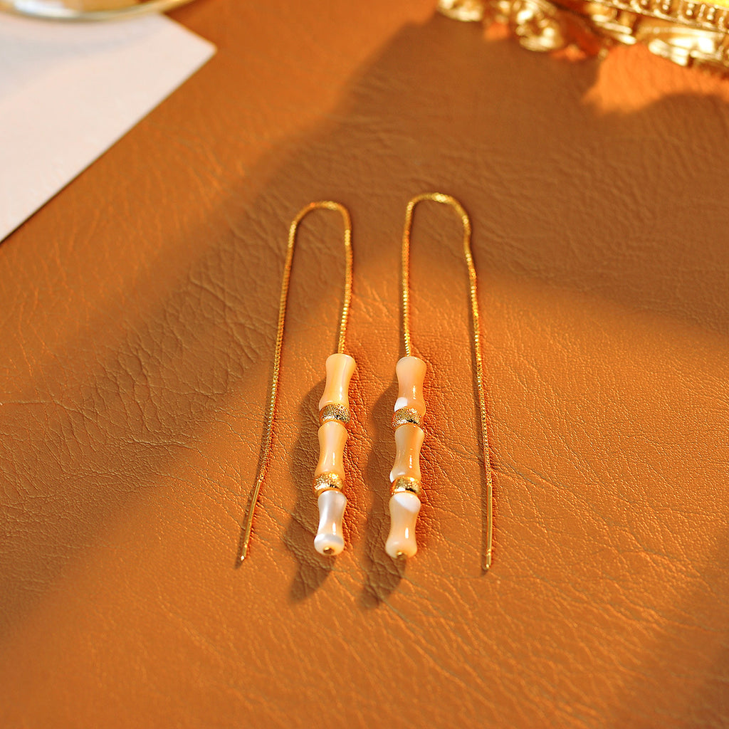 New Trendy Ancient Style One Beizi Bamboo Knot Necklace Bracelet Ear Thread Niche Design New Chinese Style Shell Jewelry