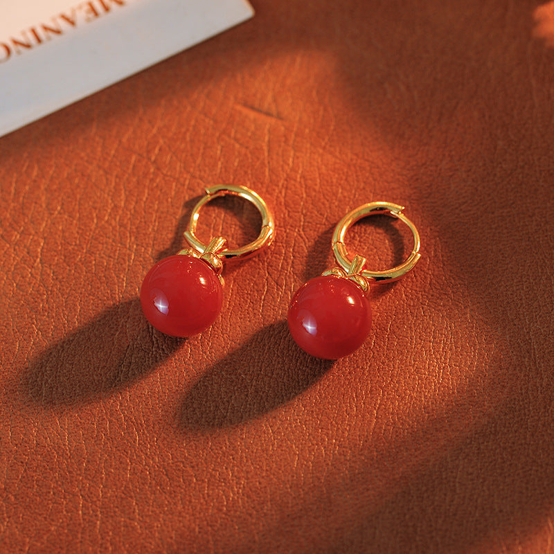 Everything Goes Well Red Agate Necklace for Women New Fashion High-end Autumn Winter Sweater Chain One Piece