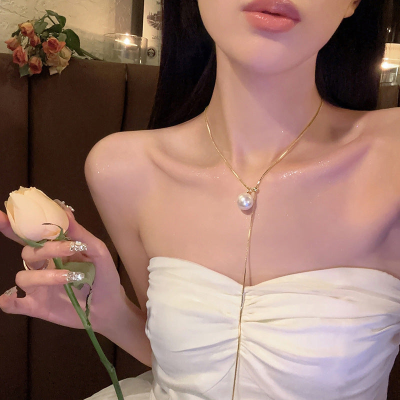 2025 New Pullable Pearl Long Sweater Chain Niche Design Simple High-end Elegant Jewelry Accessory