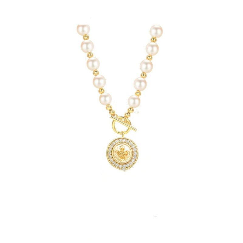 French Style Retro Natural Pearl Necklace for Women, Light Luxury Niche Design, High-End Clavicle Chain, Vintage Irregular Necklace