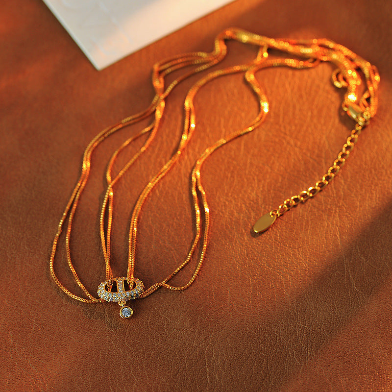 Pig Nose Letter Necklace for Women New Hot-Selling Sweater Chain Multi-Layer Light Luxury Niche Collarbone Chain Choker