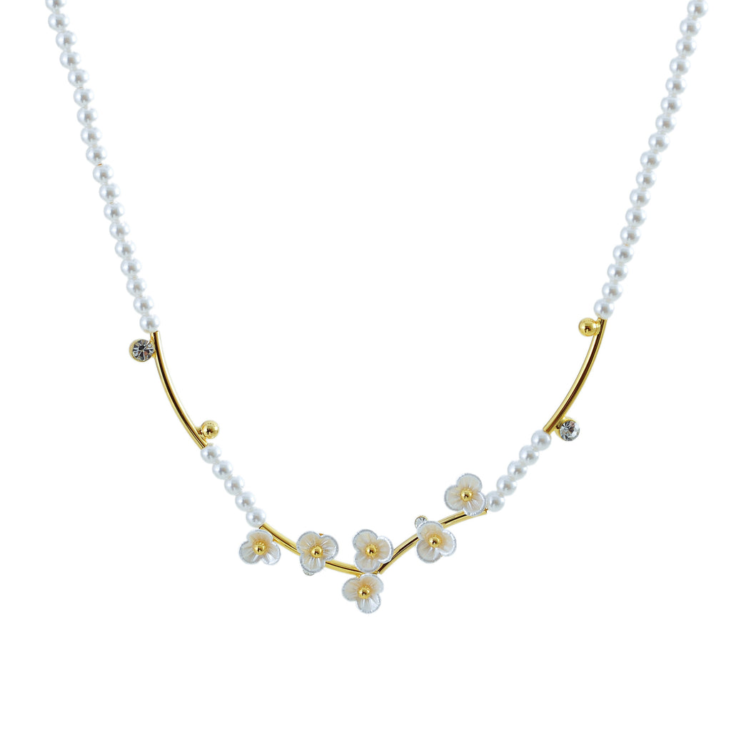 New Super Fairy Design Plum Blossom Pearl Necklace National Style Fashion High-end Sweet Versatile Sweater Chain Autumn Winter Edition