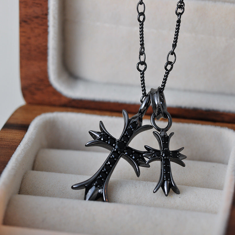 New Year's Double Cross Necklace Unisex Fashionable High-end Daily Versatile
