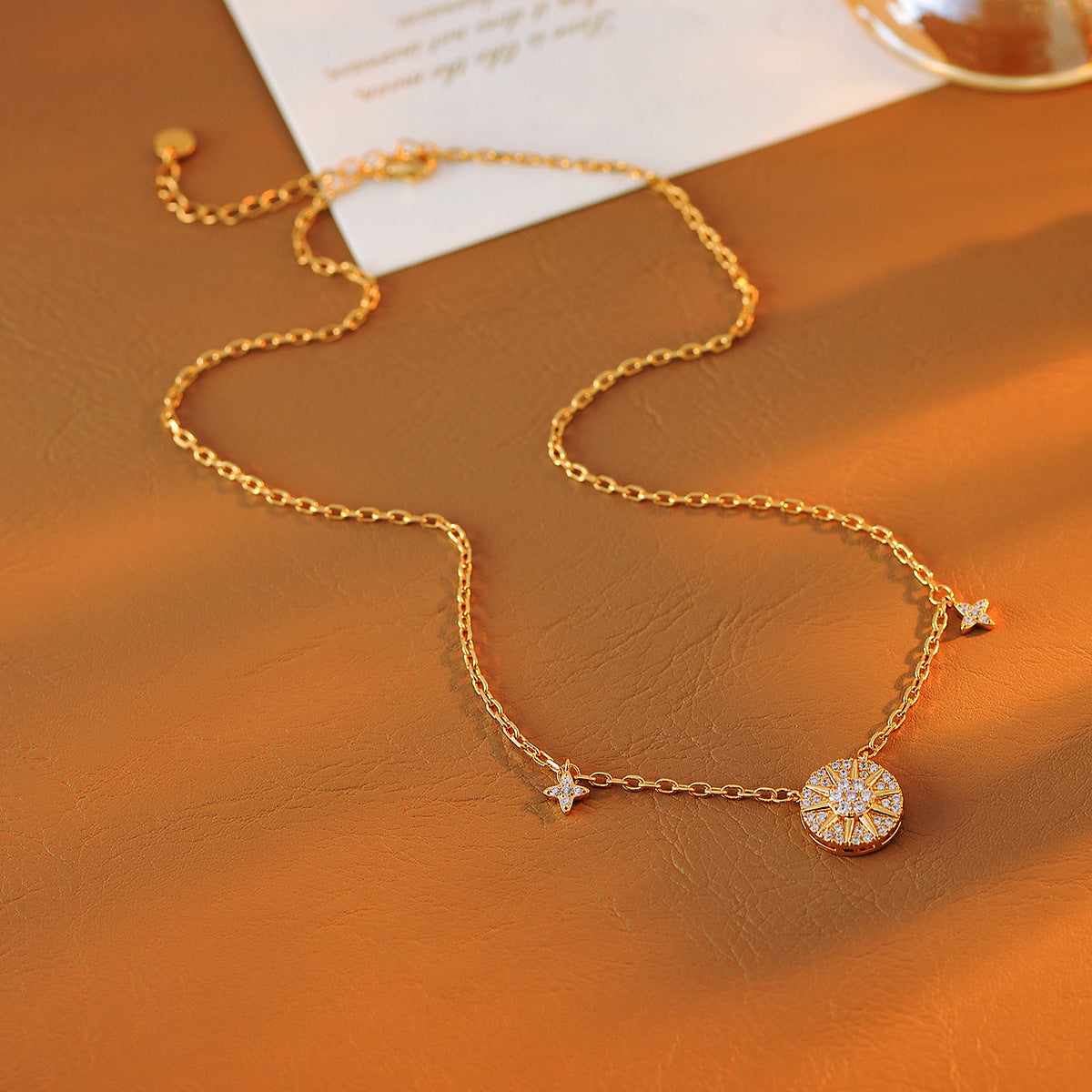 Eight-Pointed Star Necklace Ins Style Sun Star Chart Necklace Niche Fashion Light Luxury Elegant Commuting Versatile