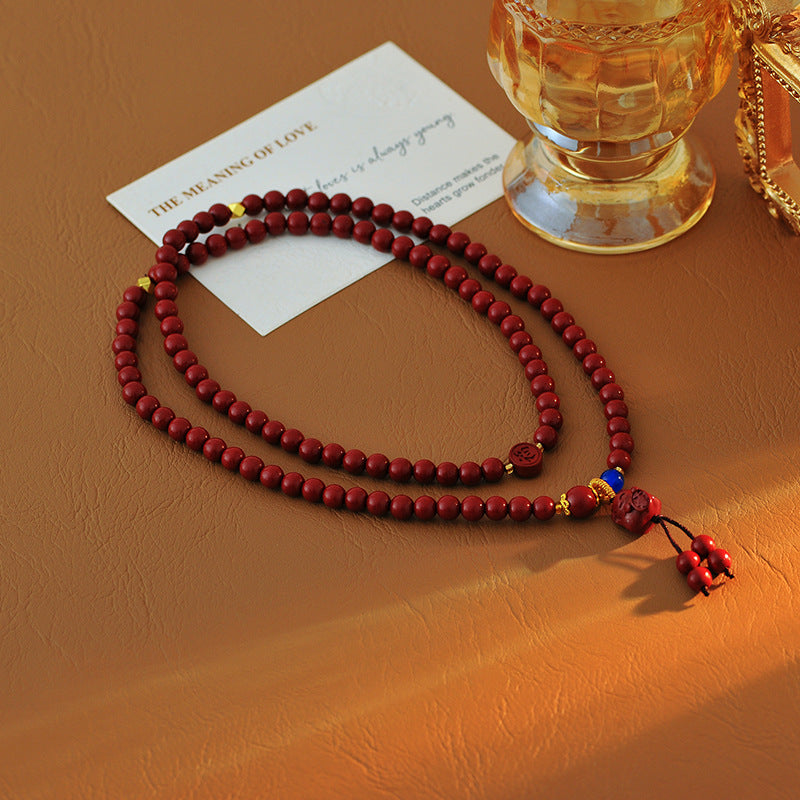 New Chinese Style Lucky Cat Cinnabar Bracelet for Women, Multi-layer Long Bracelet, New High-end Luxury Friendship Jewelry