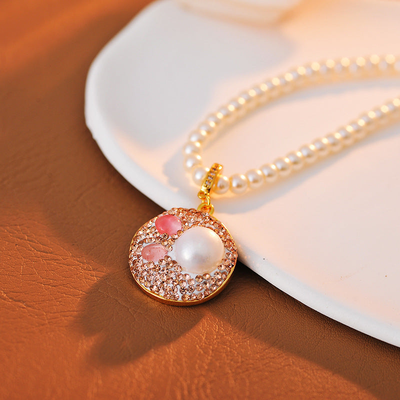 New Natural Pearl Baroque Necklace Micro Inlaid Zircon Rabbit High-end Light Luxury Choker Versatile Necklace