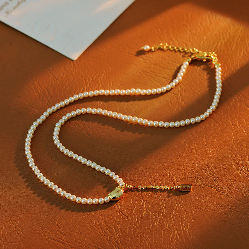 Pearl Necklace for Women, Light Luxury Niche Design, Acacia Bean Pendant, Elegant and High-End Neck Chain, Collarbone Chain Accessory