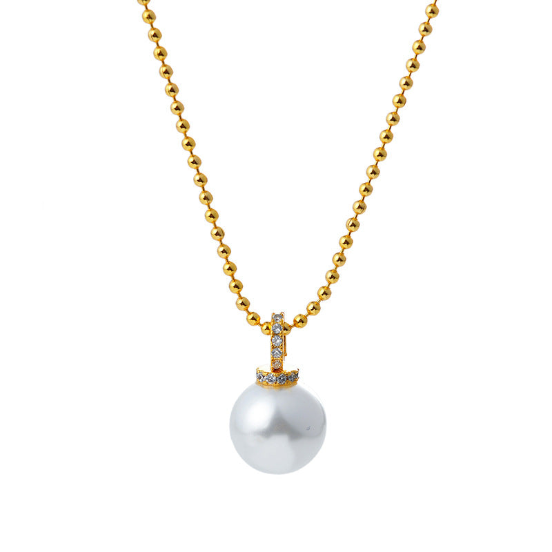 New Pearl Pendant Necklace Light Luxury Women's High-End Collarbone Chain Gold Simple Everyday Versatile Elegant Necklace