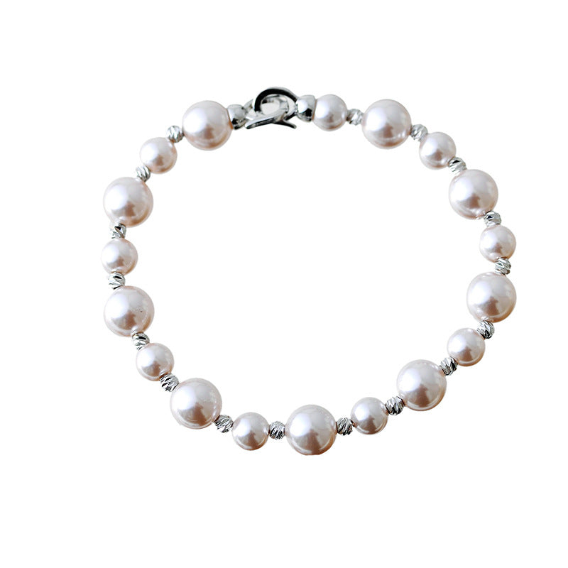 Manta Rose Purple Pink Pearl Fragment Silver Bracelet for Women, Niche Design, High-End Luxury Bracelet, Elegant Socialite Jewelry