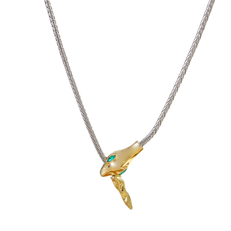 Year of the Snake Zodiac Necklace for Women, Pure Silver Sweater Chain, Light Luxury High-End Feel, Sweatshirt Chain, Autumn Winter Versatile Collarbone Chain Accessory