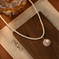 Natural Baroque Bead Pendant Fairy Pink Stone Versatile Sweet Style Necklace for Women Elegant Collarbone Chain