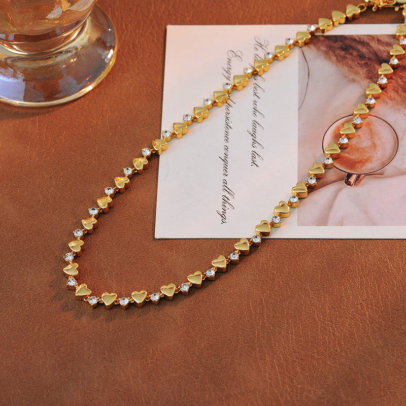 High Version Real Gold New Fashion Niche Design Heart Necklace for Women, Personalized Simple High-end Collarbone Chain